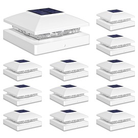 Solar Post Cap Lights Outdoor 12pack, White Waterproof Solar Powered Deck Fence Post Lights Fit 4x4 Wood/Vinyl Posts, Bright Warm White Solar Post Lights Decorate Deck, Patio, Porch, Fence