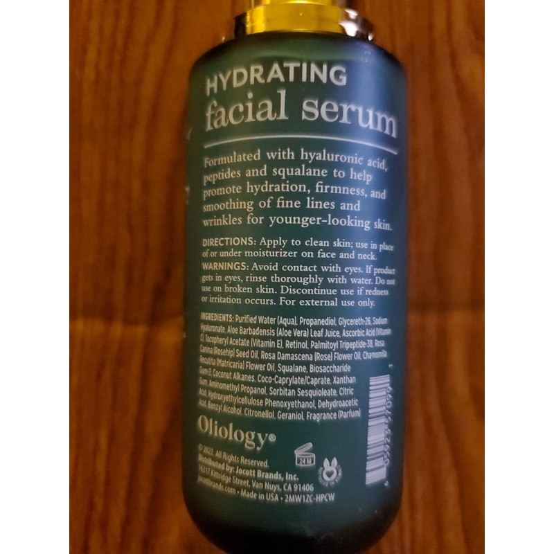 OLIOLOGY FACIAL OIL INFUSED WITH HYALURONIC ACID , PEPTIDES &