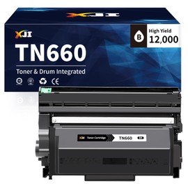 XJI TN660 DR630 Toner & DrumUnit Integrated 12k High Yield Cartridges Replacement for Brother TN 660 TN630 DR 630 Unit