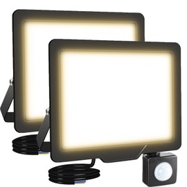 SKYWORLD 2Pcs 30W LED Flood Light with Motion Sensor - 3000LM Super Bright Outdoor Security Light, Warm White Landscape Lighting for Garden, Yard, Porch, Patio, and Driveway