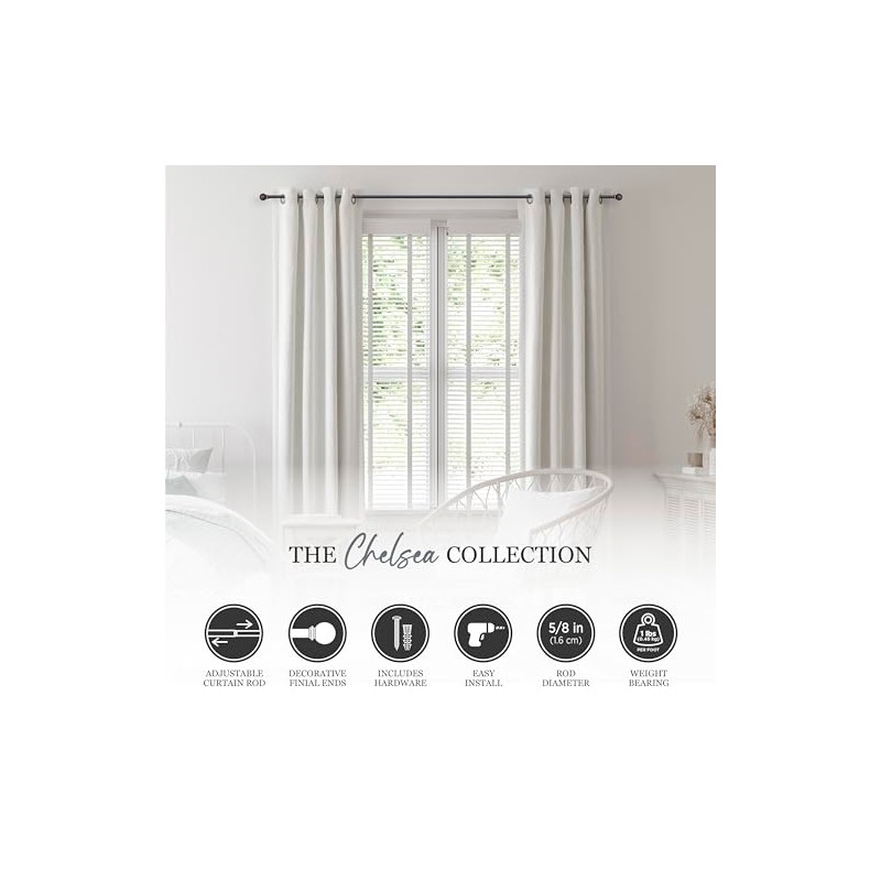Kenney Chelsea, bola barra de cortina de ventana, Bronce, 71.12-121.92