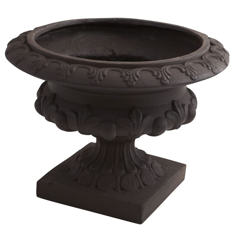 Nearly Natural 12.5in. H Iron-finish Decorative Urn (Indoor/Outdoor) Containers Gray