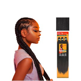 Premium Pre-Stretched Ultra Braid Hair Extensions, 52 Inches, 6 Pack, Black