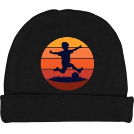 inktastic Soccer Player Retro Sunset Baby Beanie Hat Small Black 44a29