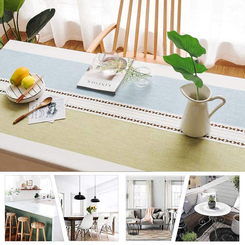 Lifetooler Washable Cotton Linen Tablecloth Tassel Design Tablecloth Dustproof Rectangular