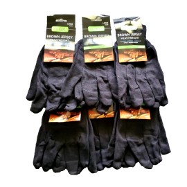 Cordova Cotton 6 Pair Heavyweight Brown Jersey Gloves; Large; 14001