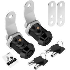 2 Pack Cabinet Lock with Keys, 7/8" RV Storage Locks Keyed Alike, RV Locks for Storage Door, Camper Cabinet Door Toolbox Lock Mailbox RV Cam Locks with Manual (Black -2 Pack, 7/8 Inch)…