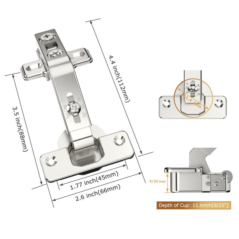 Furniware 135° Folden Door Hinges, 2 Pack Corner Kitchen Cabinet