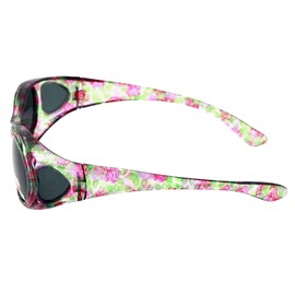 Fit Over Wrap Sunglasses Polarized Lens Wear Over Eyeglasses 100% UV Protection with Hard Case (Tiny Flower)