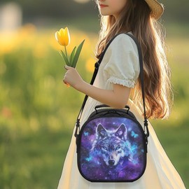 Renewold Wolf Lunch Bag Boys Portable Handle Large Thermal Cooler Bag Kids Insulated Lunch Box Multifunctional Suitable for Elementary School Middle School