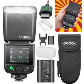 Godox V480 for Sony GODOX TTL Flash – GN50/1.7s Recycle/650 Flash Time/HSS/Smart Distance Readout/10 Level LED Modeling lamp/2.0” Touchscreen/2.4G Wireless System/TTL Camera Flash for Sony ZV-E10 etc.