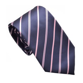 RunootPR - Corbata de microfibra para hombre, diseño clásico de lunares, a rayas, diseño de cachemira, para boda, fiesta de negocios, regalo, Blue Pink-stripe N007g, 57"