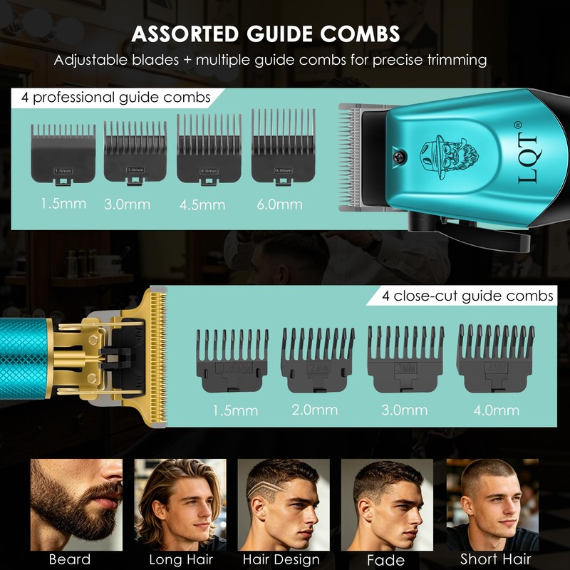 Hair Clippers for Men with LED Display, 4-Piece Cordless Grooming
