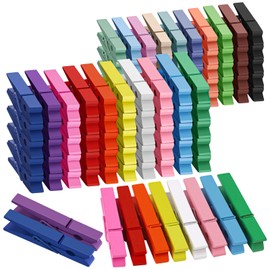 100Pcs Colored Clothes Pins Wooden, Clothespins for Crafts Cheer Pins Classroom Teaching Color, 2.9 inch, 20 Colors