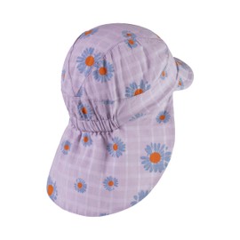 Sterntaler Peaked Cap with Neck Protection Flower for Girls - Baby Hat with UV Protection 30 - Cotton Sun Cap, lilac