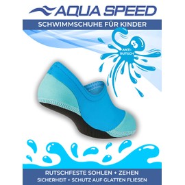 Aqua Speed Neoprene Socks for Children and Adults, Swimming Socks for Men and Women, Neoprene Swimming Socks for Girls and Boys, Aqua Socks, Beach Socks, Swim Socks Kids, Water Socks, UK Children Size 4 - Adult Size 10, blue, 24 / 25