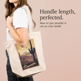 Lantern Press Saguaro National Park, Arizona, Lithograph (100% Cotton Canvas Reusable Tote Bag)
