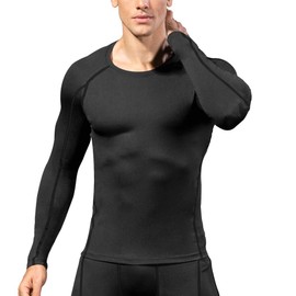 Men's Compression Shirts Long Sleeve Workout Base Layer Quick Dry Athletic T Shirts Sport Running Tops 1/2 Pack Camo Green