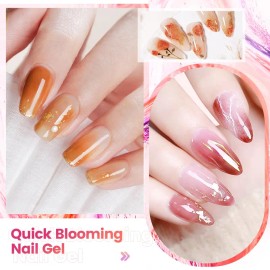 15ML Blooming Gel Nail Polish – Transparent Marble & Floral Watercolor Effect, Professional Nail Art Gel, Long-Lasting Cosmetic Nail Design