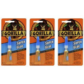 Gorilla Super Glue Tube, 3 Gram, Clear, (Pack of 3)