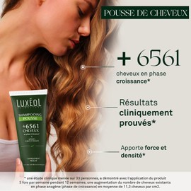 LUXÉOL - Shampoo für wachsende Haare, Unisex, für Erwachsene, Stärke & Dichte, reaktiviert das vorhandene Haarwachstum – 82 % Inhaltsstoffe natürlichen Ursprungs – hergestellt in Frankreich – 200 ml
