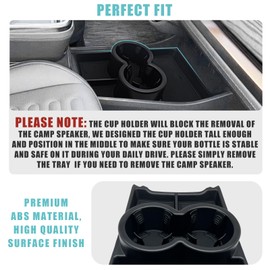BestEvMod Upgraded V3 Armrest Storage Box and Cup Holder Lower Center Console Organizer Tray with PVC Trim Removable Coin Holder Compatible with Rivian R1T/R1S 2022-2024 (V3 Console+Lower Tray Black)