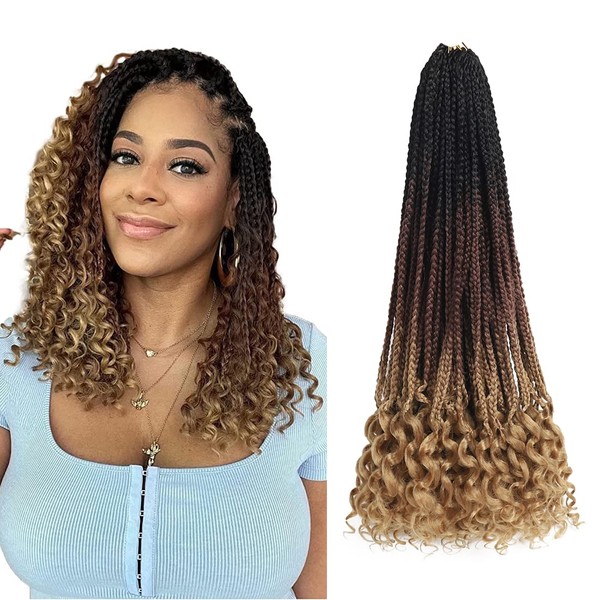 Crochet Box Braids Hair with Curly Ends 7 Packs Pre