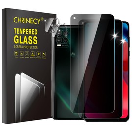 CHRINECY [4 Pack] 2 Pack Privacy Screen Protector for Motorola Moto G Stylus 5G (2021) with 2 Pack Camera Lens Protector, 9H Hardness, Anti Spy Anti Peeping, Easy Installation