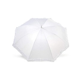 Jollybrolly Budget White Wedding Umbrellas with Frill Straight Rain Waterproof Crooked Handle Bridal Brolly