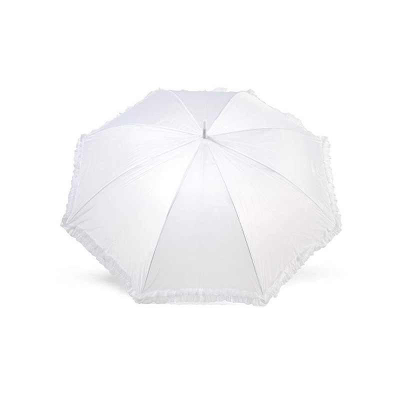 Jollybrolly Budget White Wedding Umbrellas with Frill Straight Rain Waterproof