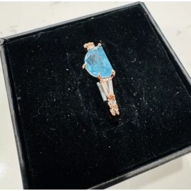 Bomb Party 🩵Bomb Party Ring RBP5538 "Cosmic Dreams" Aqua Blue Quartz Rose Gold Size 8🩵