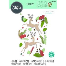 Sizzix Sizzx Thinlits Dies 19PK Delightful Deer by Lisa Jones | 665945 | Chapter 3 2022, Multicoloured, One Size
