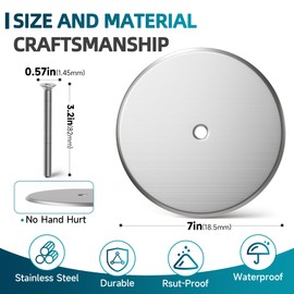 Wuno Shop 7 Inch Cleanout Cover Plate, Round Cleanout Plug Access Hole Covers, Blank Flat Cover Plate for Useless Hole in Floor Drain/Ceiling/Drywall, with Large Securing Screw, Stainless Steel- 1 Pcs