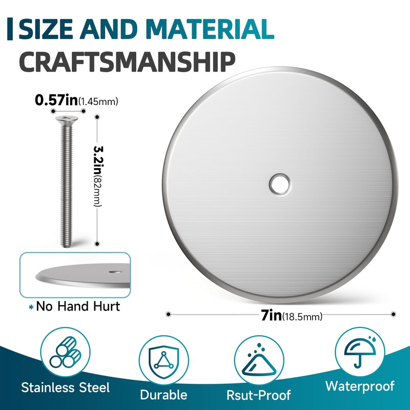 Wuno Shop 7 Inch Cleanout Cover Plate, Round Cleanout Plug