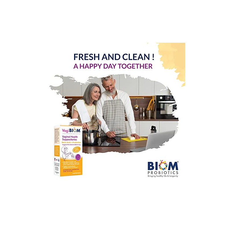 VagiBiom- Supositorios de Ácido Bórico con Lactobacillus Microbioma Flora Equilibrio