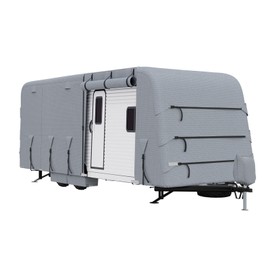 Trailer RV Cover 4 Layers Heavy Duty Camper Motorhome Travel Trailer Cover 18-35 FT Windproof Anti-UV for Trailer RV