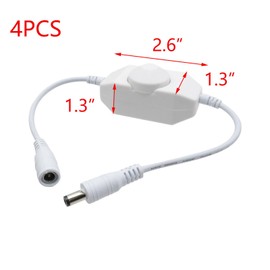T Tulead LED Strip Lights Dimmer Switch DC12V~24V Inline Switch Dimmer 2A Rotary Dimmer Controller 4PCS White