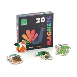 Vilac Set of 20 Animal Magnets by Andy Westface - Dive into the Rainbow Universe with these Colourful Wooden Magnets - Stimulate Imagination and Creativity 7421