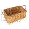 Household Essentials Rectangular Handwoven Water Hyacinth and Seagrass Basket with