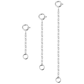 3 Pcs 925 Sterling Silver Necklace Extenders for Women Durable Strong Removable Necklace Bracelet Anklet Extension for Jewelry Making(1 2 3 Inch, Silver)