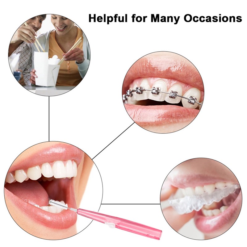 60pcs Toothpick Interdental Brushes Tooth Flossing Head Oral Hygiene Brush