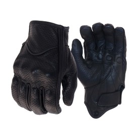 shamofeng Leather Motorcycle Gloves Goatskin, Cruiser Motorcycle Riding Off-Road Racing Sport Mountain Bike Dirt Bike Gloves for Men and Women, Full Finger Touch Screen, Black Perforated XL