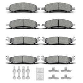 D967 D1084 8pcs Ceramic Front Rear Brake Pads With Clips Fit For 2007-2009 For Chrysler Aspen/For Dodge Durango,2006-2010 For Dodge Ram 1500,2011-2018 For Ram 1500,2019-2022 For Ram 1500 Classic