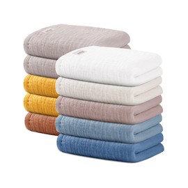 Wimist 10 Pack Baby Washcloths, Baby Muslin Washcloths, Baby Wash Cloths Face Cloths, Suitable for Newborns, Children, 10 x 10 inches