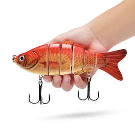 Large Multi Jointed Fishing Lures Bait,Big Giant Fishing Bass Lures,Crankbaits Swimbaits with Treble Hook (A9-7.87",4oz)