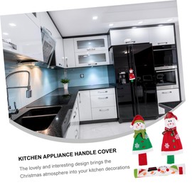 SHOWERORO Refrigerator Door Handle Covers Christmas Theme Snowman Pattern Easy to Use Decorative and Protective