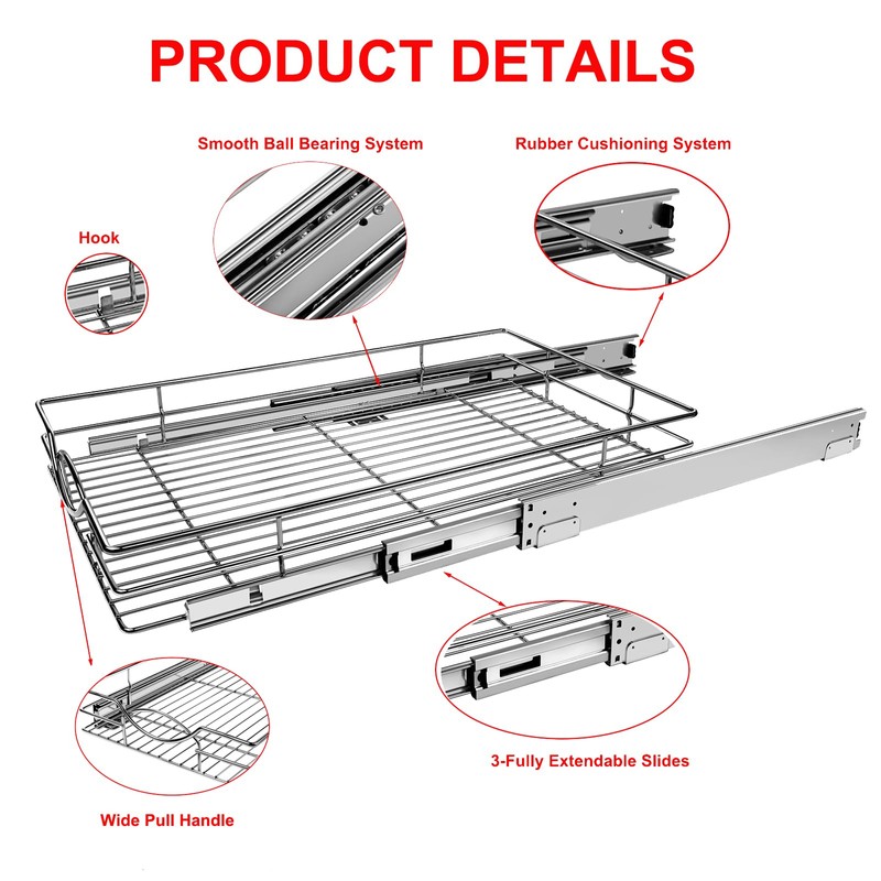 Sikarou Pull Out Cabinet Organizer 26" W x 21" D,