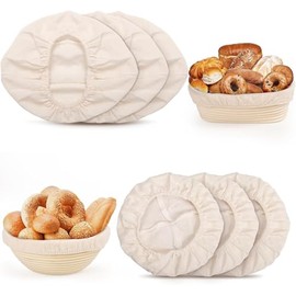 6 Pcs Proofing Basket Liner, 3 Pcs 10 Inch Oval & 3 Pcs 9 Inch Round Banneton Basket Cloth Liner