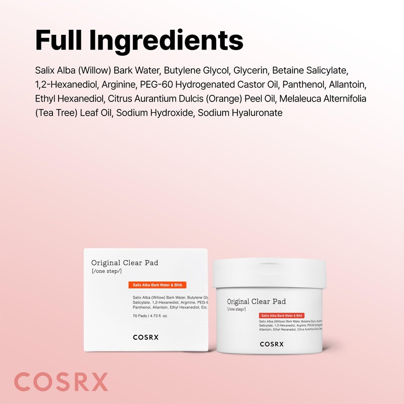 COSRX BHA Toner Pads, 70 Sheets, Exfoliating Pads for Dead
