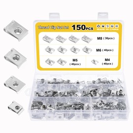 Gueenky 150Pcs U Clips Screws, M4 M5 M6 M8 Spire Clips Nuts Car Undertray Screws Clips Metal Speed Fasteners Clips U Self Tapping Clips Car Body Screw Clips for Cars Motorcycles